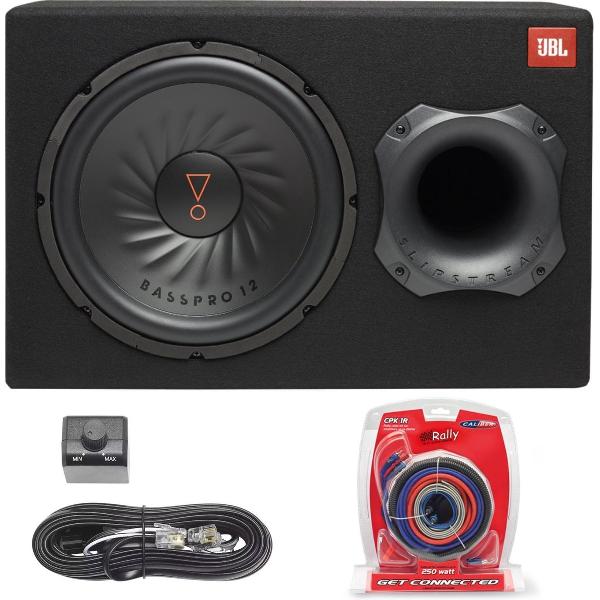 JBL Basspro 12 Actieve Subwoofer Behuizing + Caliber CPK1 kabelset - Gepoorte Behuizing - Met Basregelaar - Subwoofer pakket - 450W MAX - 150W RMS