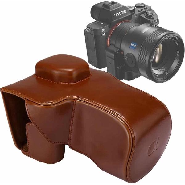 Full Body Camera PU lederen tas tas met riem voor Sony A7 II / A7R II / A7S II (bruin)