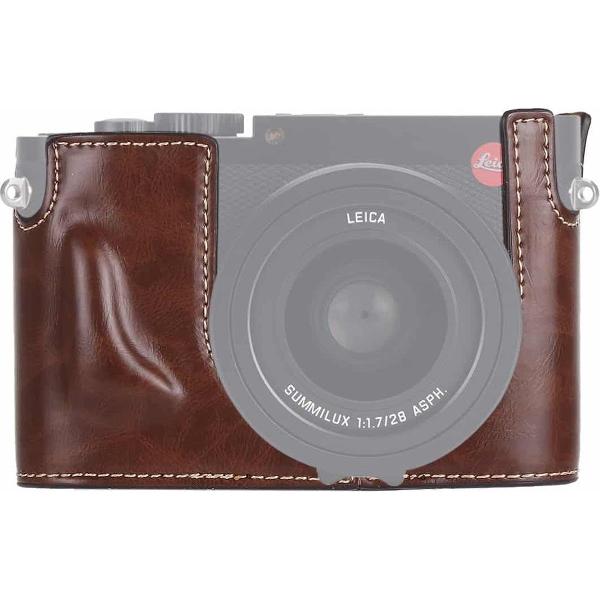 1/4 inch draad PU lederen camera half behuizing basis voor Leica Q (Typ 116) (koffie)