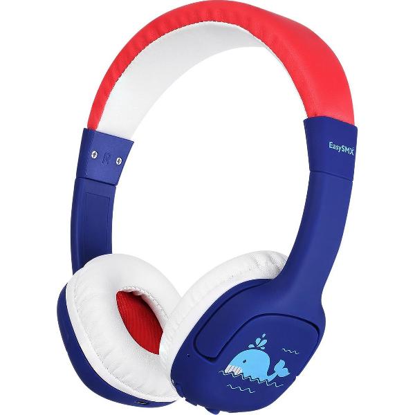 EasySMX EC-C004, Bluetooth headset voor kinderen met volumeschakeling, 3.5 mm jack, donkerblauw/ rood