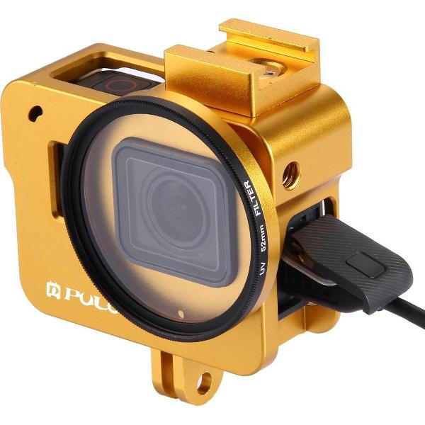 PULUZ behuizing Shell CNC aluminium legering beschermende kooi met 52 mm UV-lens voor GoPro HERO (2018) / 7 zwart / 6/5 (goud)