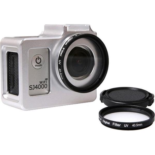 SG169 Universele aluminium beschermhoes met 40,5 mm UV-filter en lensbeschermkap voor SJCAM SJ4000 & SJ4000 Wifi & SJ4000 + Wifi & SJ6000 & SJ7000 Sport-actiecamera (zilver)