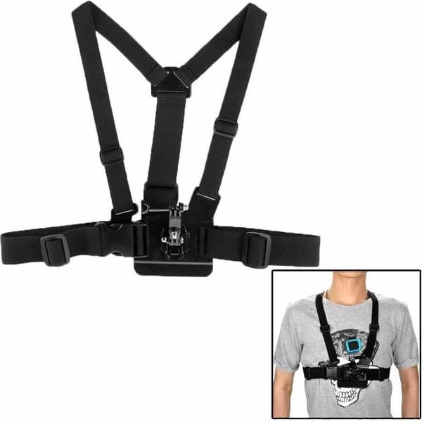 ST-25 Verstelbare borstkas Riembevestiging Riemharnas met gesp Beugel Schroef voor GoPro NIEUWE HERO / HERO6 / 5/5 sessie / 4 sessie / 4/3 + / 3/2/1, Xiaoyi en andere actiecamera's (zwart)
