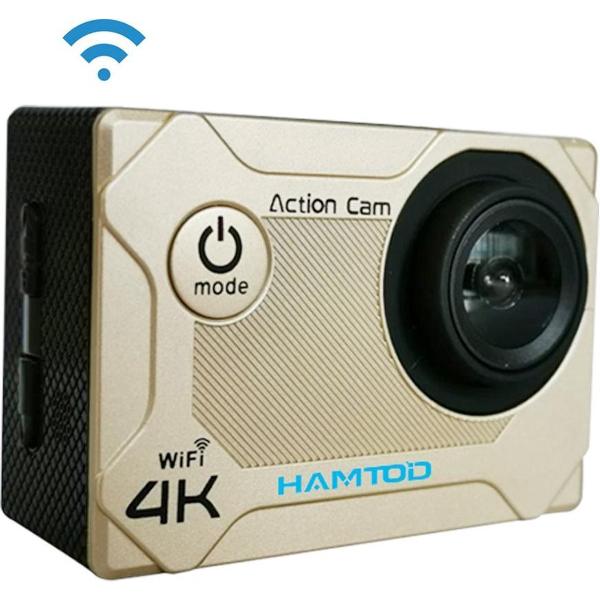 HAMTOD S9 UHD 4K WiFi sportcamera met waterdichte behuizing, Generalplus 4247, 2,0 inch LCD-scherm, 170 graden groothoeklens (goud)