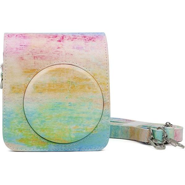 Regenboog olieverf patroon PU lederen beschermhoes tas voor FUJIFILM Instax Mini70 Camera