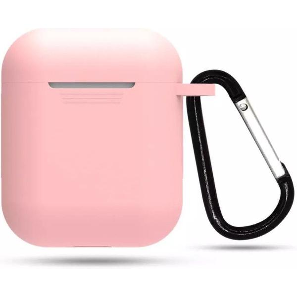 Airpods hoesje - siliconen case - cover - beschermhoesje - licht roze
