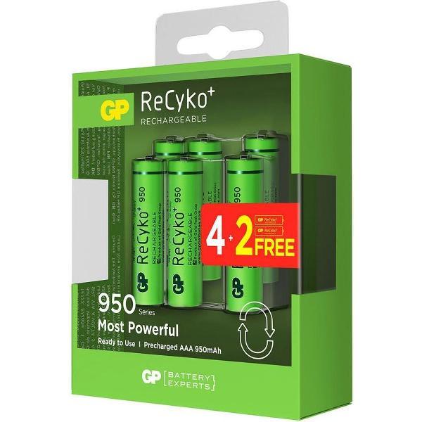 GP ReCyko+ AAA 950mAh 4 + 2 stuks Oplaadbare NiMH Batterij