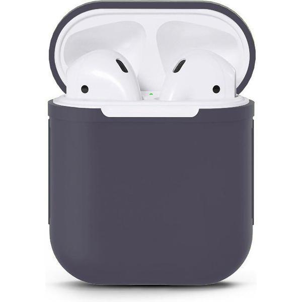 Airpods Silicone Case Cover Hoesje geschikt voor Apple Airpods 1 / 2 - Donker Blauw