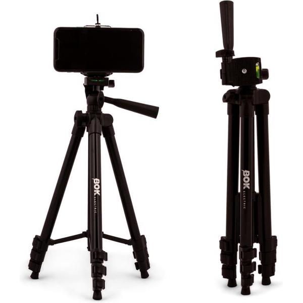 Statief Camera en Smartphone – Met Gratis Bluetooth Afstandsbediening – Compact - Verstelbaar tot 103 CM - Inclusief Telefoon houder - Statief Smartphone – Tripod Smartphone - Tripod - Telefoon Statief - Waterpas - Universeel - Opbergzak – Zwart