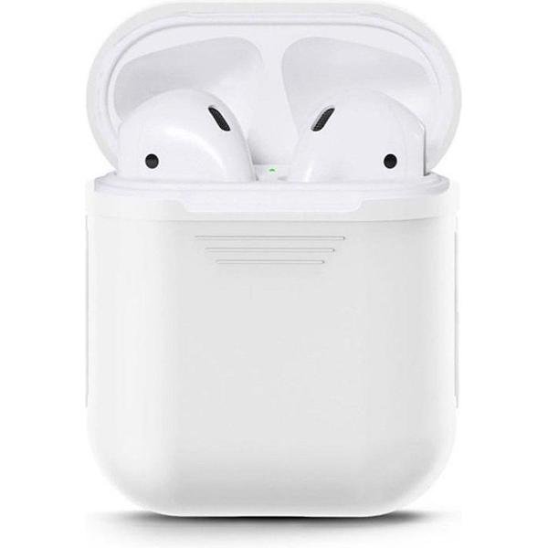 Airpods Silicone Case Cover kwaliteit Ultra Dun Hoesje speciaal geschikt voor draadloos merk Apple Airpods 1 / 2 oplaadcase Lightning connector| kleur Wit - White