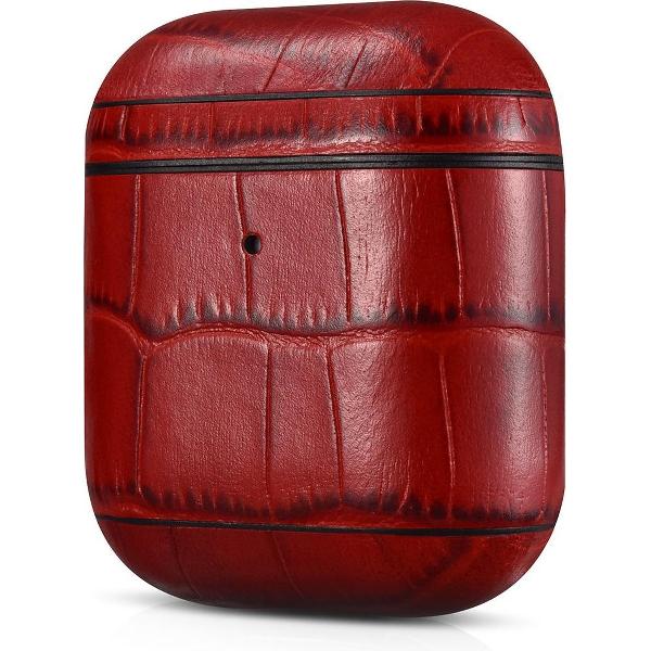 Mossmedia AirPods Hoesje / Case - Leder - Rood