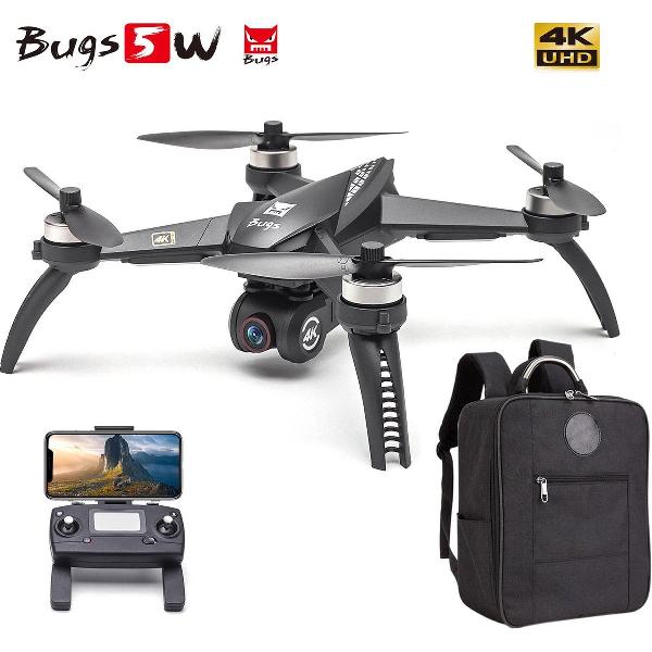 Drone Bugs 5W met 4K Ultra HD live camera + GPS 1000M en volgsysteem - Brushless motoren - incl. Origineel Opbergtas !