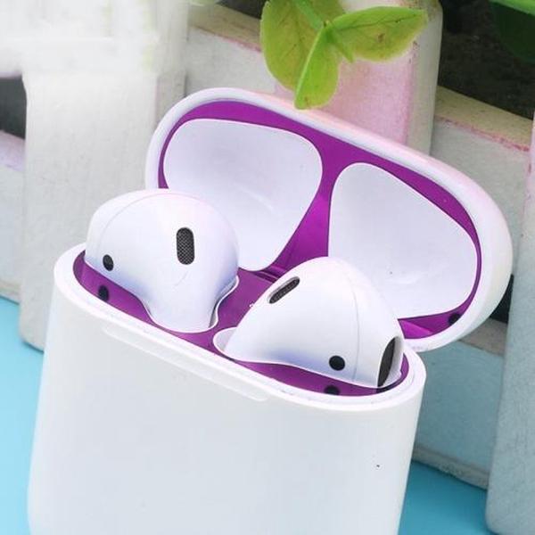 Metalen stickers voor airpods - Airpods anti stof sticker - Airpods accessoires - Paars