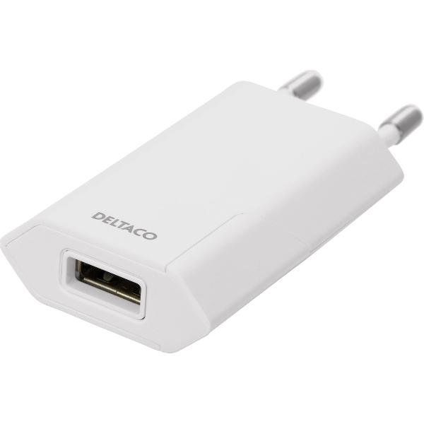 DELTACO USB-AC173 USB-wandlader - 100V tot 240V - 1x USB-A - 1A 5W - Wit