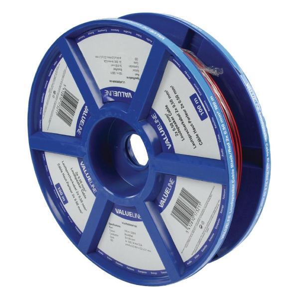 Valueline 2x0.50mm² 100m 100m Zwart, Rood audio kabel