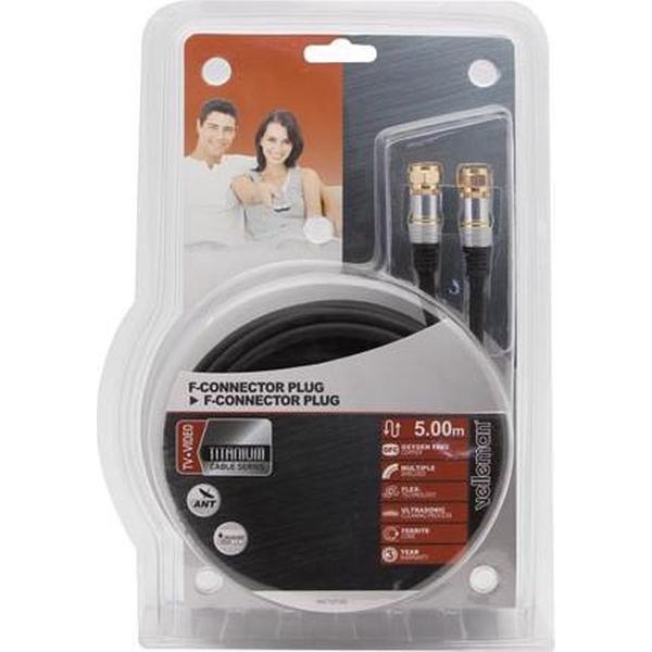 HQ - F-Connector Kabel - zwart - 5 meter