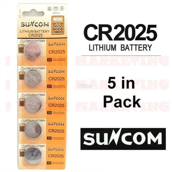 Suncom CR2025 Knoopcel Batterijen ( 5 stuks ) DL2025, KCR2025, E-CR2025, 5003LC, SB-T14, 280-205, DL20256B, BR2025-1W, CR2025-1W, KCR2025, L12, LM2025, SB-T14, LF1/2V, 5003LC