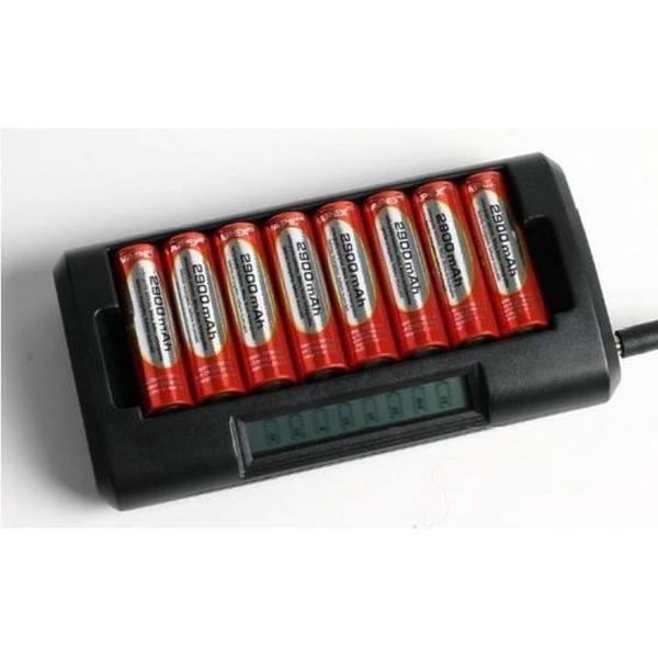 Vapex 8 kanaals batterijoplader voor 8 AA en/of AAA batterijen