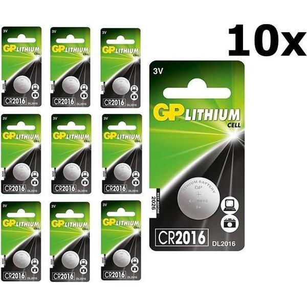 10 Stuks - GP CR2016 Professional Electronics 3V 90mAh Lithium knoopcel