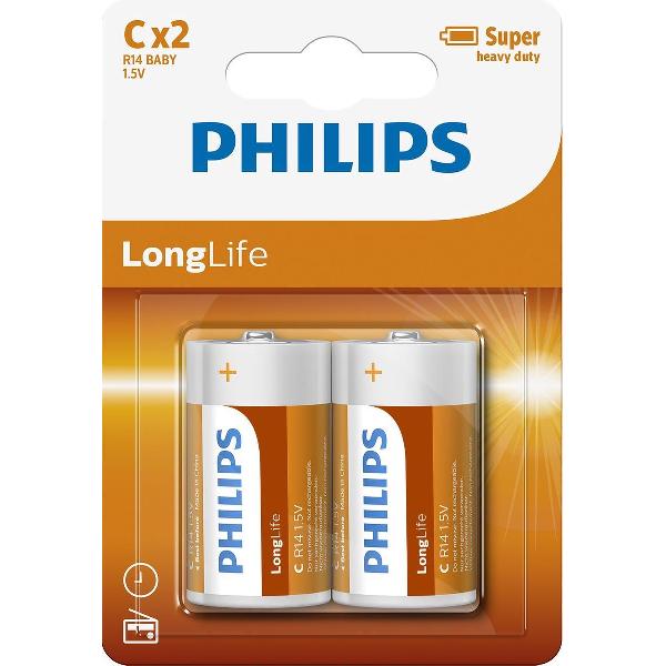 Philips R14L2B - C batterij - 2 stuks