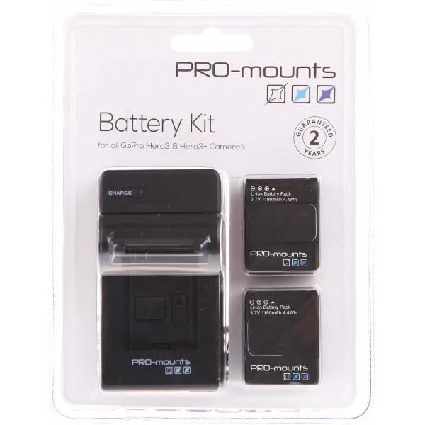 Gopro Accessoires - Pro-Mounts Battery kit (H3 & H3+)