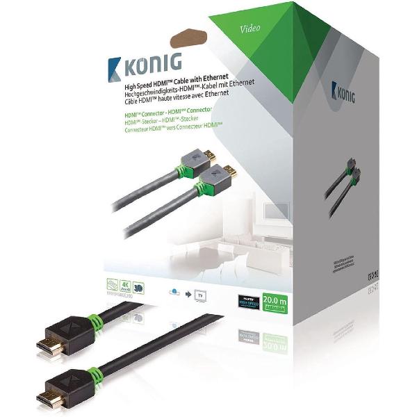 High Speed HDMI -kabel met Ethernet HDMI -connector - HDMI -connector 20.0 m grijs