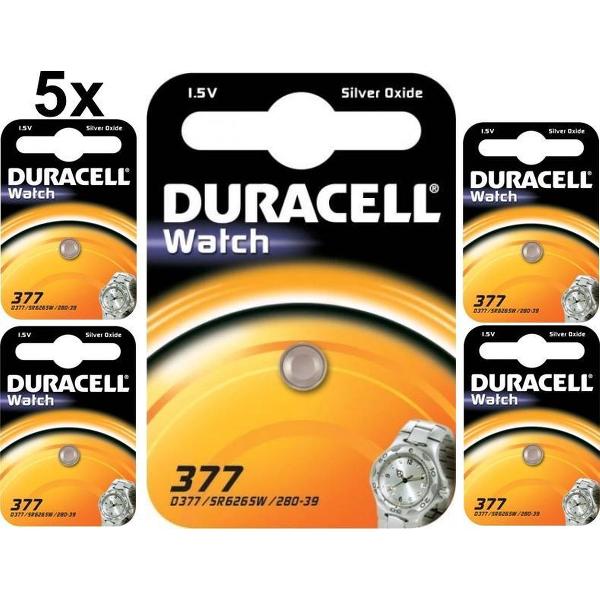 5 Stuks - Duracell 377-376 / G4 / SR626SW knoopcel
