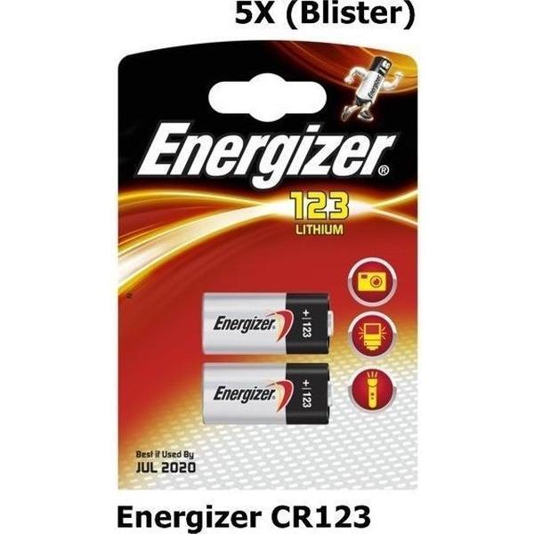 10 Stuks (5 Blisters a 2stk) - Energizer CR123 Lithium batterij - R123, CR123-A, CR-123A, CR-123, EL123, DL-123, DL-123AB, 123-SANYO, DL123A, EL123A, K123LA, CR17345, EL123AP, SF123A1
