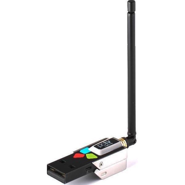 DVB-T TV-tuner + teletekst Mini ontwerp afm. 36x16x6mm geheel van staal. Incl. mini telescoop antenne. USB