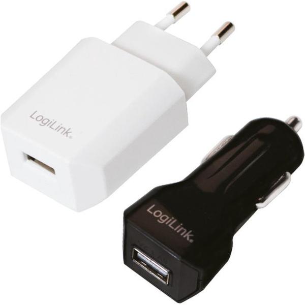 LogiLink USB Lader Reise Set Steckdose+Zigarettena.