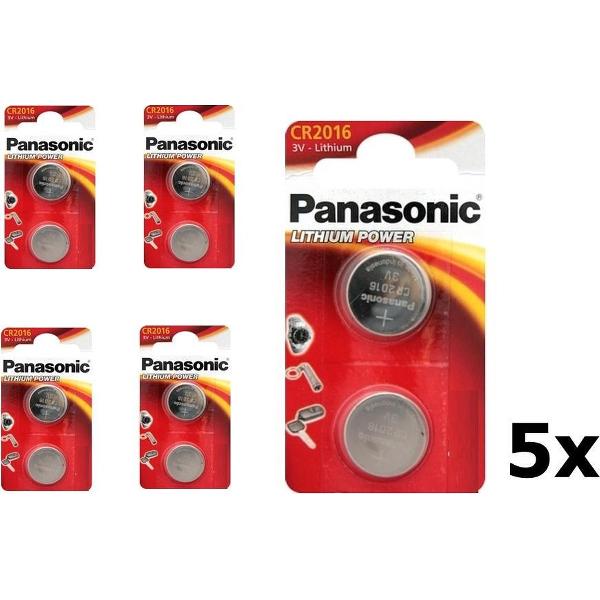 10 Stuks (5 Blisters a 2st) - Panasonic CR2016 Professional Electronics 3V 90mAh Lithium knoopcel