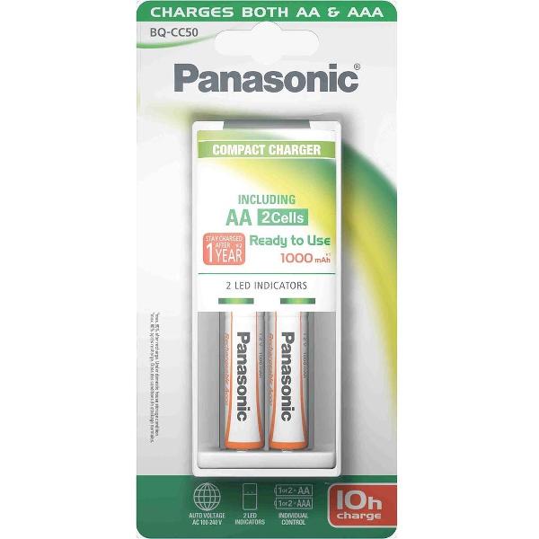 Panasonic oplader voor AA + AAA batterijen (incl 2x AA oplaadbare batterijen)