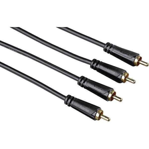 Hama Audiokabel, 2 cinch-stekkers - 2 cinch-stekkers, verguld, 1,5 m