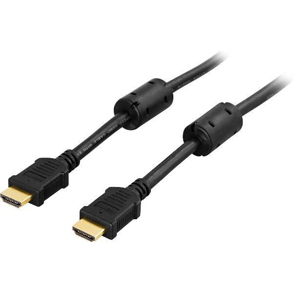 DELTACO HDMI-1050, High Speed HDMI met Ethernet, 4K, Ultra HD 30Hz, vergulde connectoren, 19-pins mannelijk-mannelijk, 5m