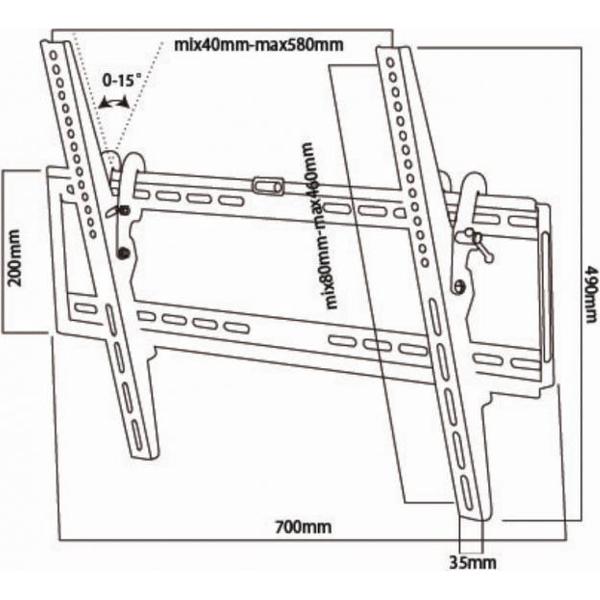 Platte kantelbare tv muurbeugel