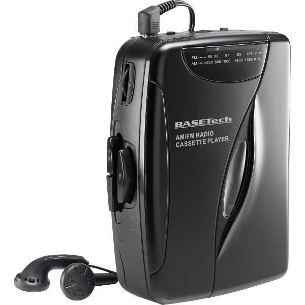 Draagbare cassettespeler met radio en oordopjes Basetech KW-118C