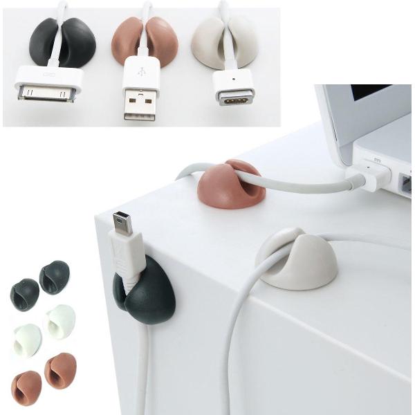 HomePro 6 Easy clips - Al je kabels veilig en netjes - Makkelijk te plaatsen - Zwart, Wit, Bruin