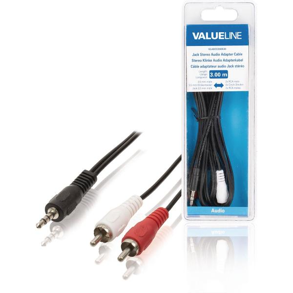 Valueline VLAB22200B30 audio kabel 3 m 3.5mm 2 x RCA Zwart, Rood, Wit