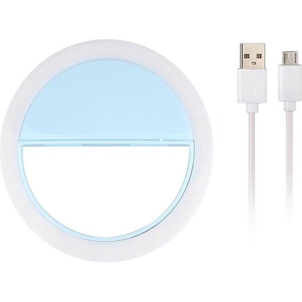 Selfie Ring Light Clip / Led Lamp / 3 Standen / Oplaadbaar / Flashlight / Ring Lamp / Verlichting - KELERINO. - Blauw