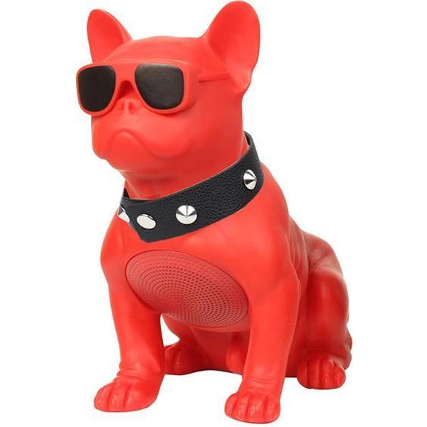 Franse Bull Dog Speaker CH-M10 - Draadloze Portable Bluetooth Speaker - USB Poort - Radio - Micro SD - 25 cm - Rood