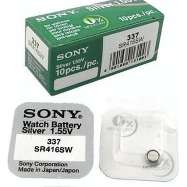 10 Stuks - Sony SR416SW (337) SR62 Zilveroxide horloge knoopcel batterij