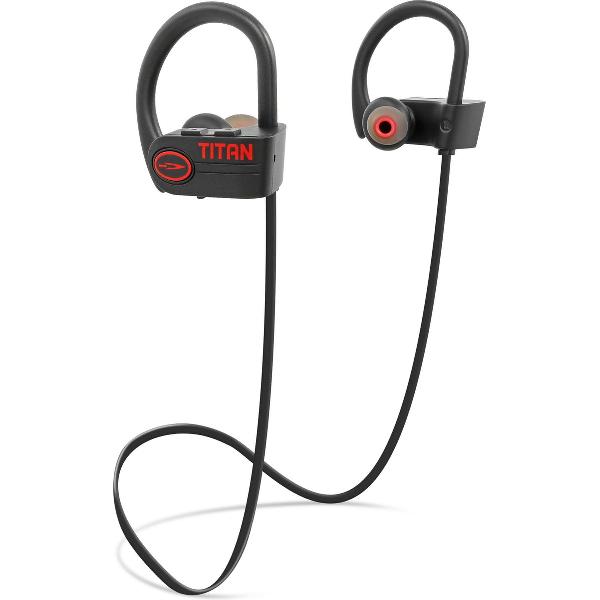 EarHackz® Titan - Draadloze In-ear Bluetooth Sport Oordopjes - Wireless Headset Koptelefoon - Zwart/rood