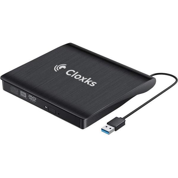 Cloxks – Externe DVD / CD speler en brander – Externe CD / DVD brander voor laptop – USB 3.0 – Windows – Mac – Plug & Play – Zwart
