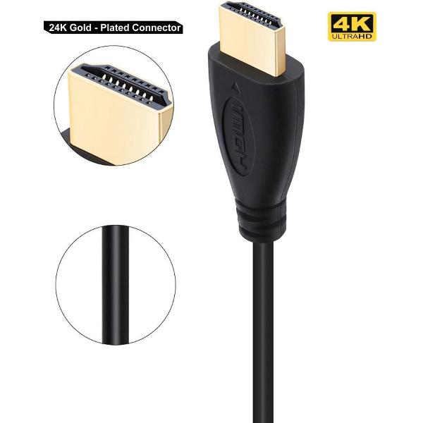 DrPhone Hi-Speed® HDMI naar HDMI kabel - 4K ULTRA HD - 1 Meter - 1.4 - 2.0- Hoge Snelheid - Goud verguld - Zwart