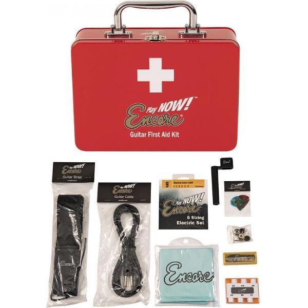 Elektrische Gitaar accesoires EHBO Kit met gitaarsnaren - snarenwinder - gitaar riem - stemfluitje - plectrums -