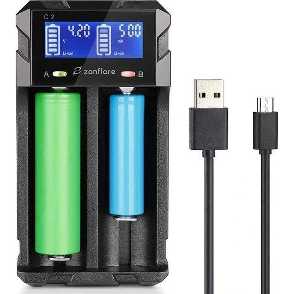 ZNFLR Batterijlader - LCD Scherm - A, AA, AAA - 18650, 26650, 26500 Etc. - Intelligente Batterij Oplader - Powerbank