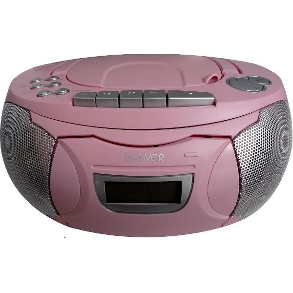 Denver TCP-39 - Draagbare boombox met CD- en cassette speler - Roze