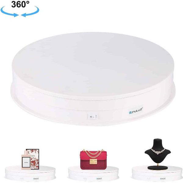 PULUZ 30cm USB elektrische roterende draaitafel displaystandaard video-opnamen rekwisieten draaitafel voor fotografie, belasting 10-20kg (wit)