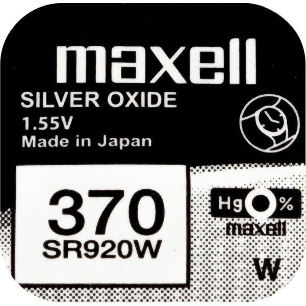 Maxell 370 / SR920W zilveroxide knoopcel horlogebatterij 2 (twee) stuks