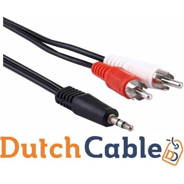 Dutch Cable Jack stereo audio verdeelkabel 3,5 mm male - 2x RCA male 3 m zwart